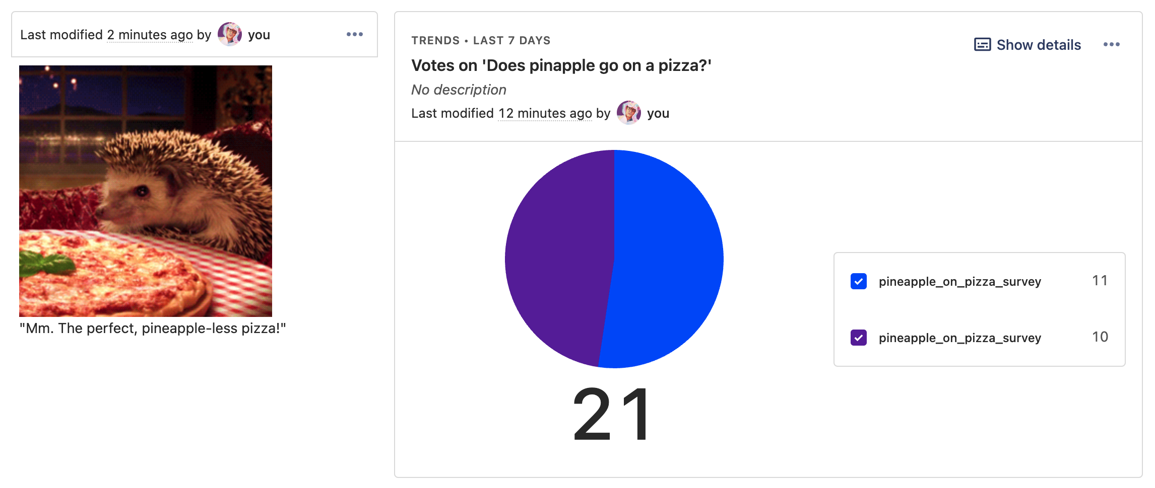 text cards on dashboards